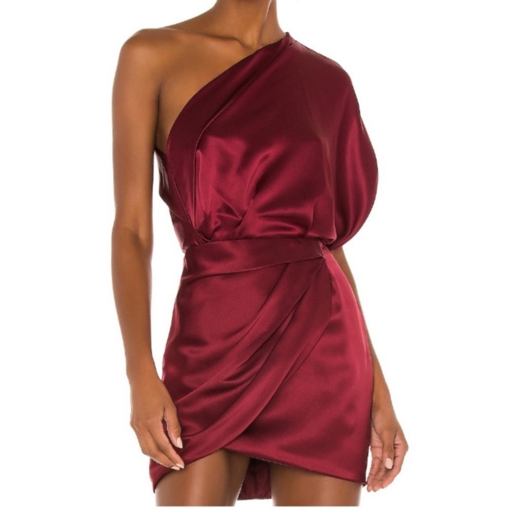 Michelle Mason, One Shoulder Lapel Top in Oxblood, Size 4
